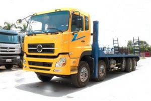 Xe tải Dongfeng 5 chân nâng đầu chở máy công trình 20 tấn